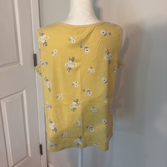 Croft & Barrow Yellow Floral Cotton Sleeveless Top Size L - Picture 4 of 5